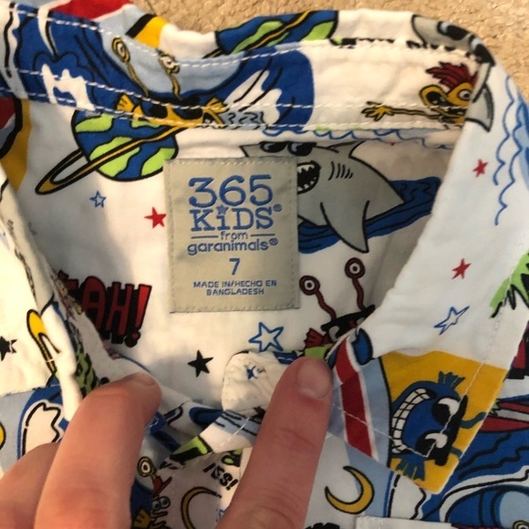 365 kids from granamals short sleeve button down collard shirt size 7 - Picture 6 of 8